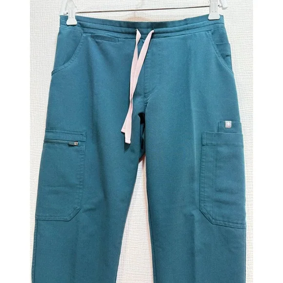 FIGS Yola  Skinny Scrub Pants Womens XS Petite Teal Cargo Pocket - Picture 3 of 10